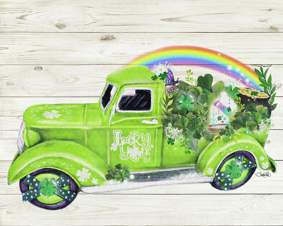 Transportation Mixed Media - Lucky You Ltd Old Truck Collection by Sheena Pike Art And Illustration