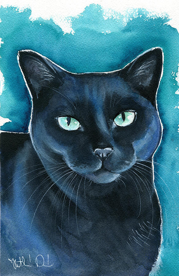 Lucy Black Cat Painting Painting by Dora Hathazi Mendes