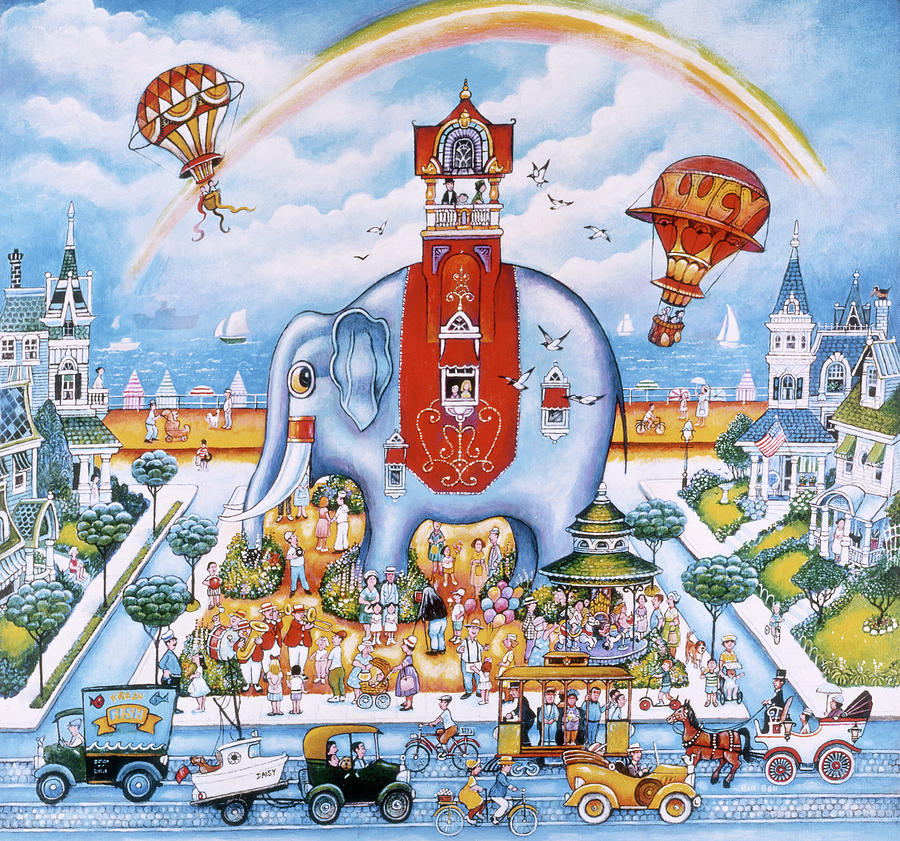 Elephant Painting - Lucy Of Atlantic City by Bill Bell