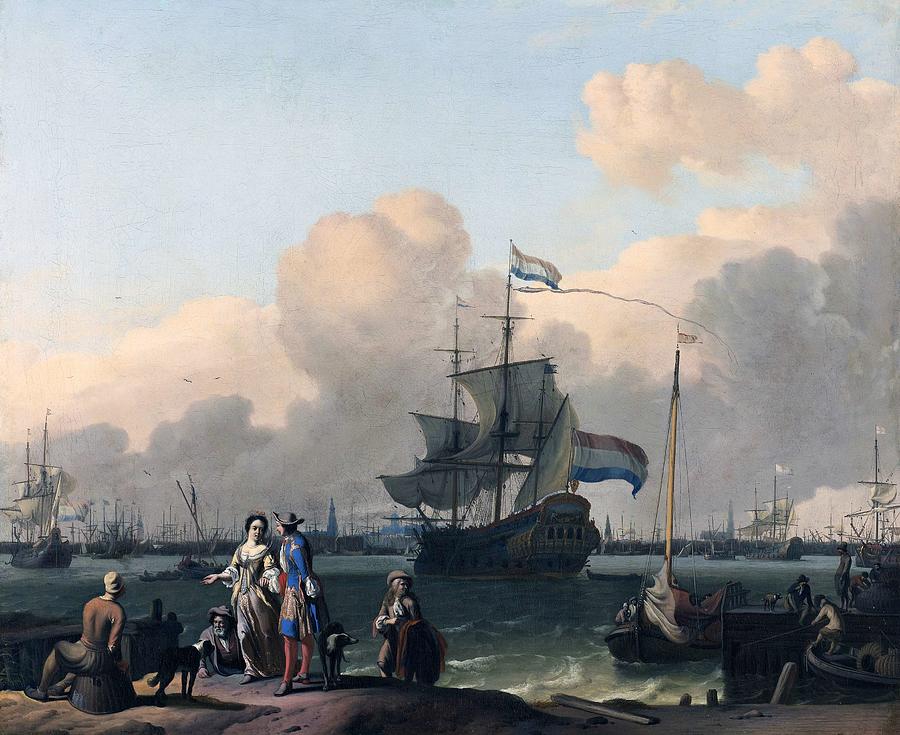 Ludolf Backhuysen   Het Ij Voor Amsterdam Met Het Fregat de Ploeg  1708 Painting
