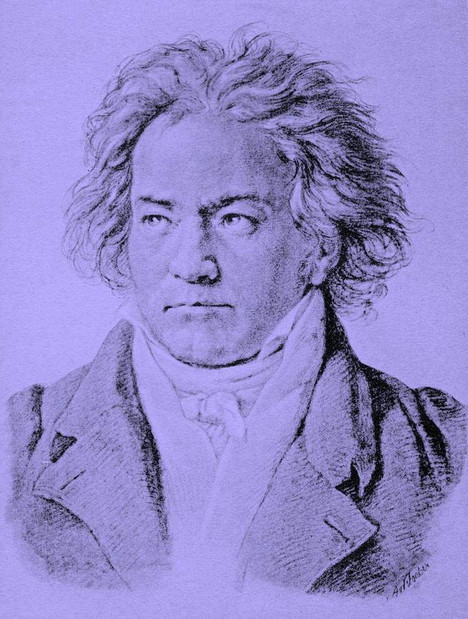 Ludwig Van Beethoven Drawing by August Karl Friedrich Von Kloeber