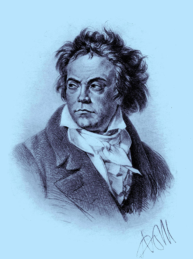 Ludwig Van Beethoven By Adolph Friedrich Erdmann Von Menzel Drawing by Adolph Menzel