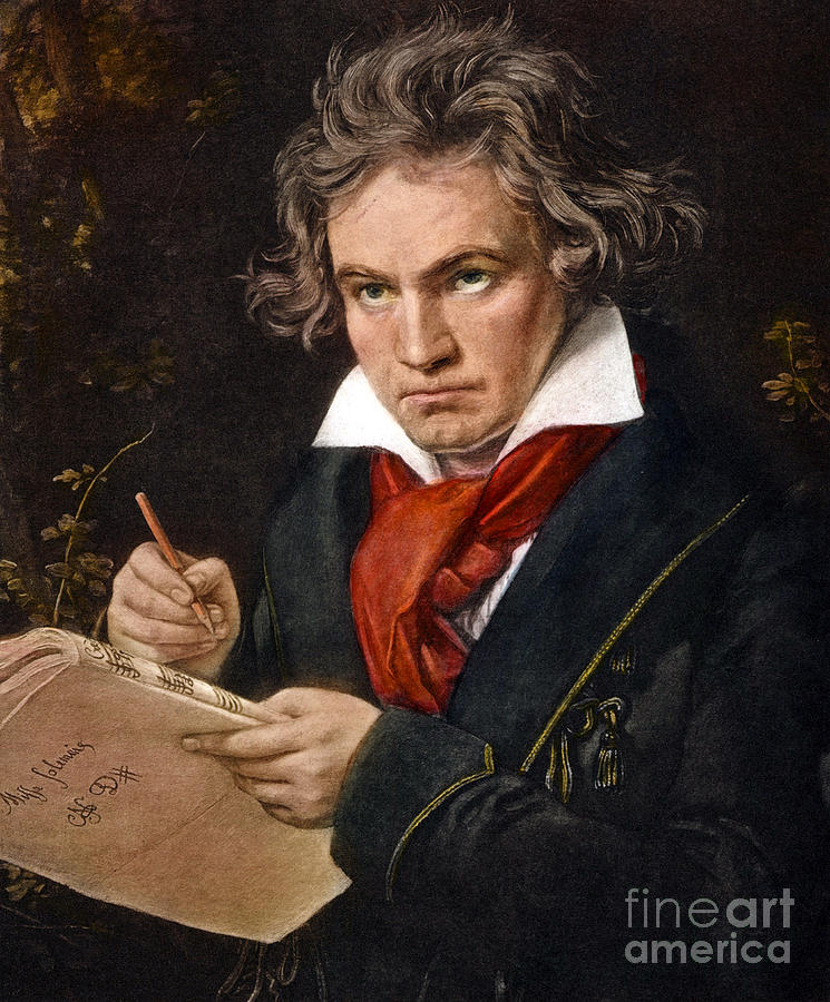 Ludwig Van Beethoven Holding Missa Solemnis Painting by Joseph Carl Stieler