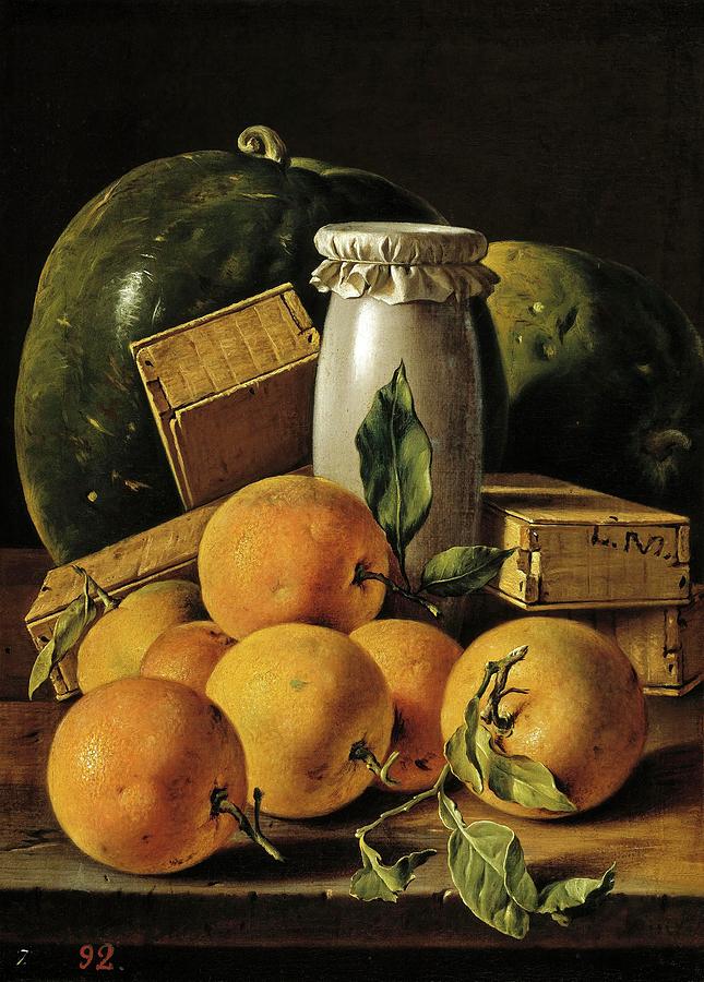 Luis Egidio Melendez   'still Life Of Oranges, Watermelon, A Pot, And 