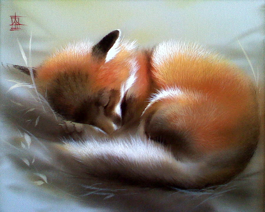 Lullaby for Baby Fox Painting by Alina Oseeva