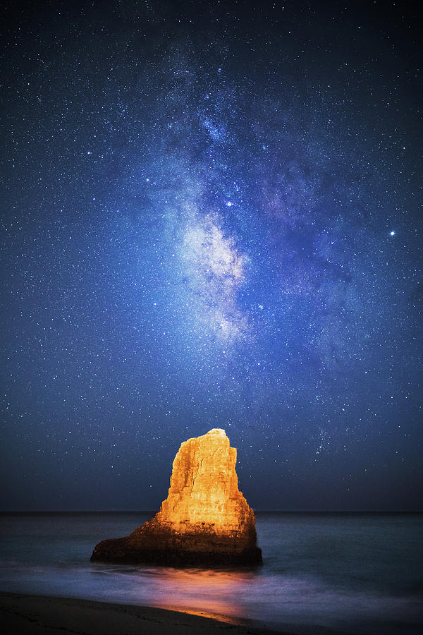 Nature Photograph - Luminous Rock Under The Stars by Erick Castellon
