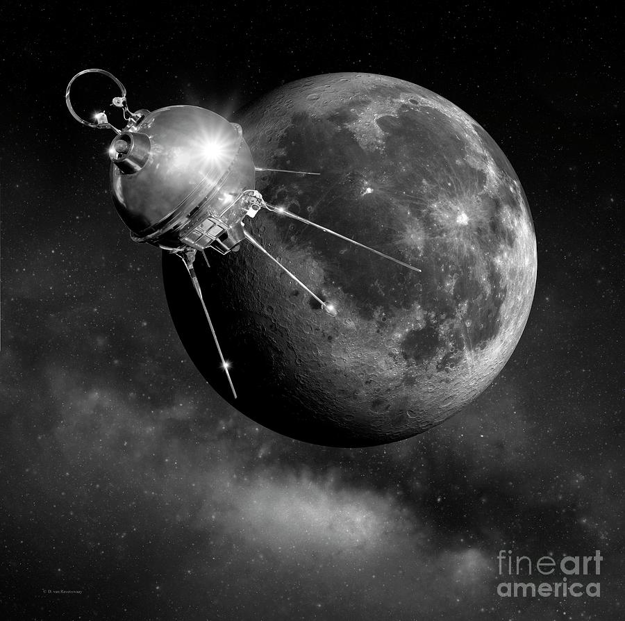Luna 1 Spacecraft Passing The Moon Photograph by Detlev Van Ravenswaay/science Photo Library