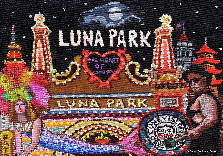 Luna Park Full Pillow Version  Painting by Bonnie Siracusa