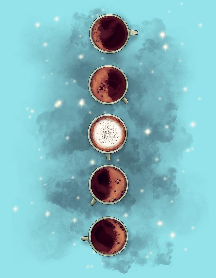 Lunar Coffee Drawing by Ludwig Van Bacon