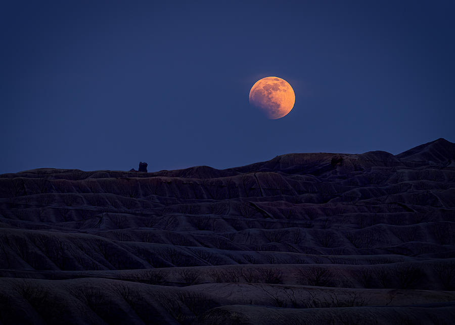 Landscape Photograph - Lunar Eclipse At Badland by Liguang Huang