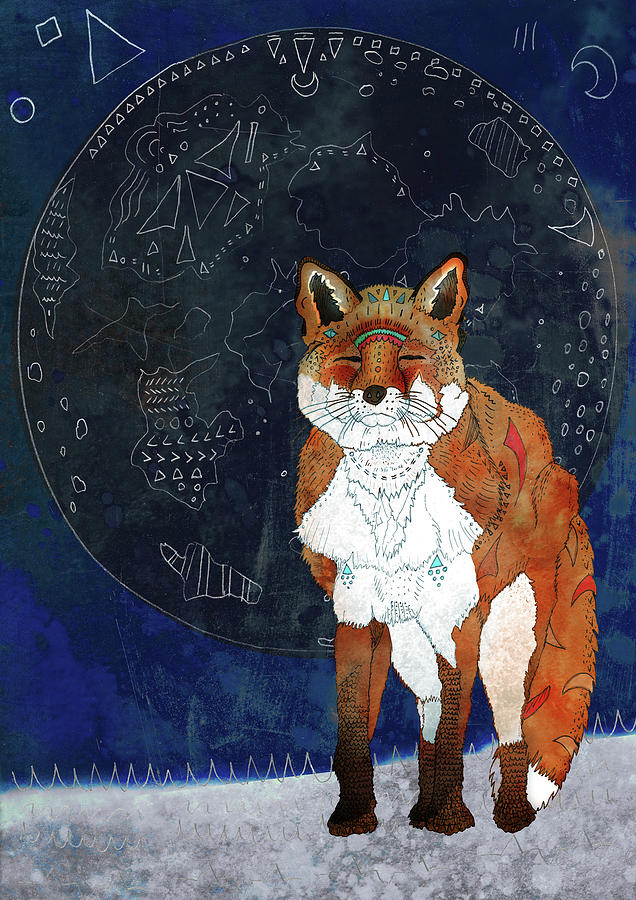 Fox  - Lunar Kitsune by Francesca Rizzato Art