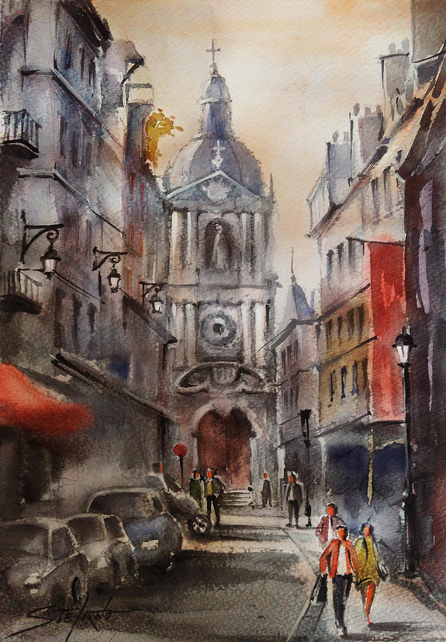 Watercolors Painting - Lunch Break by Stefano Popovski Watercolors Painting - Lunch Break by Stefano Popovski