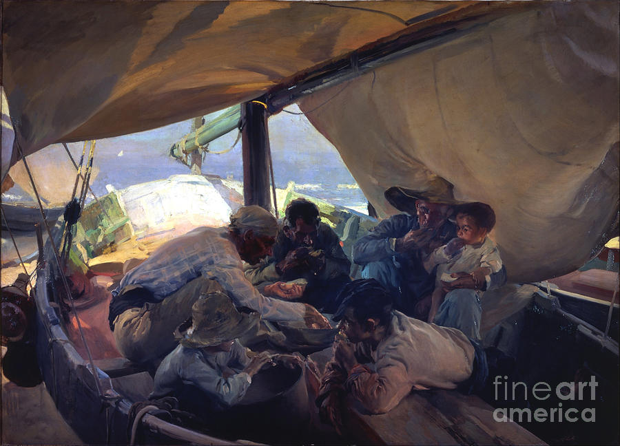 Lunch On The Boat. Artist Sorolla Y Drawing by Heritage Images
