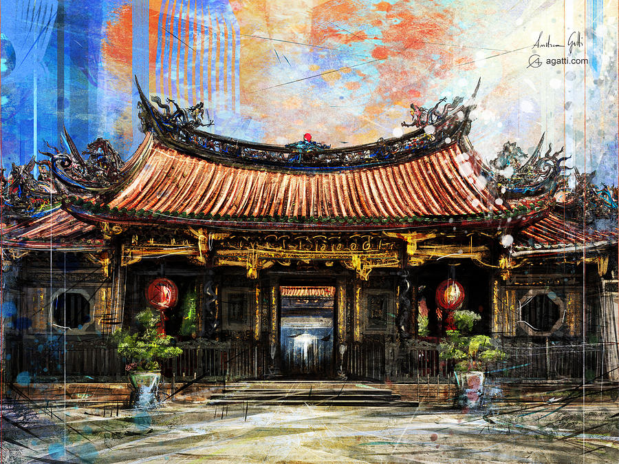 Lungshan Temple Of Manka Digital Art