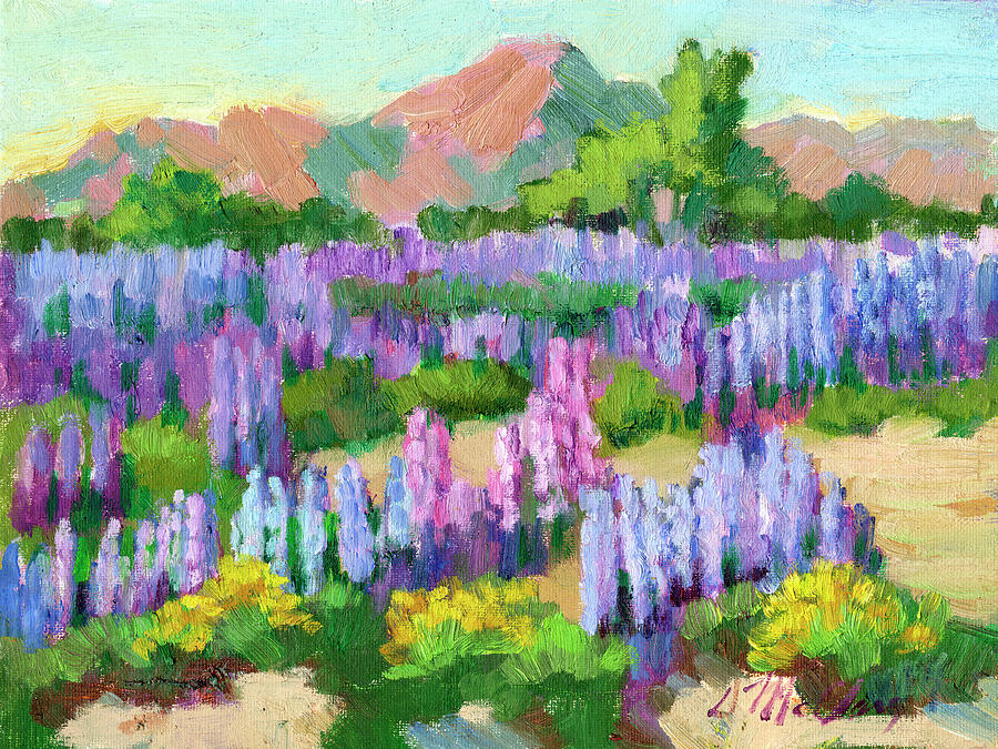 Lupines at Cottonwood Spring Painting by Diane McClary