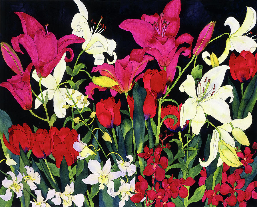 Flower Painting - Luscious Lilies by Carissa Luminess
