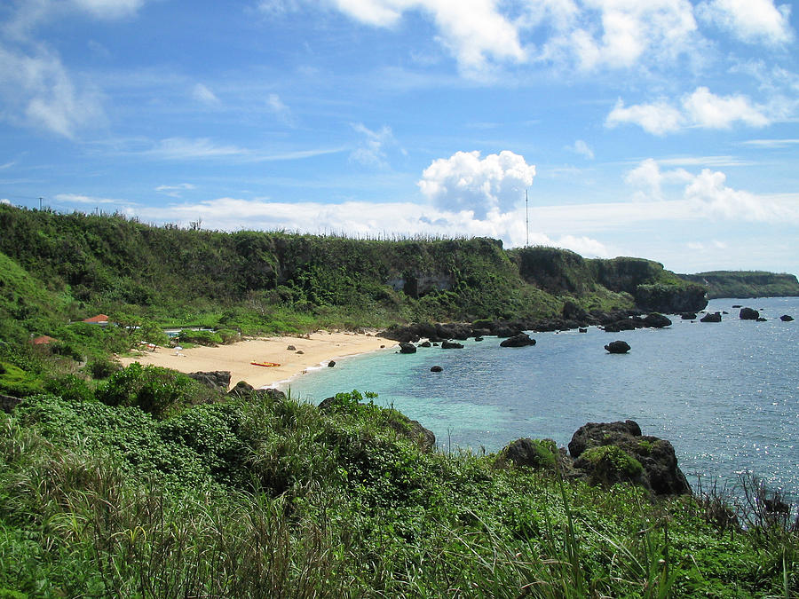 Lush Green Coastline With Tropical Beach Photograph by Ippei Naoi