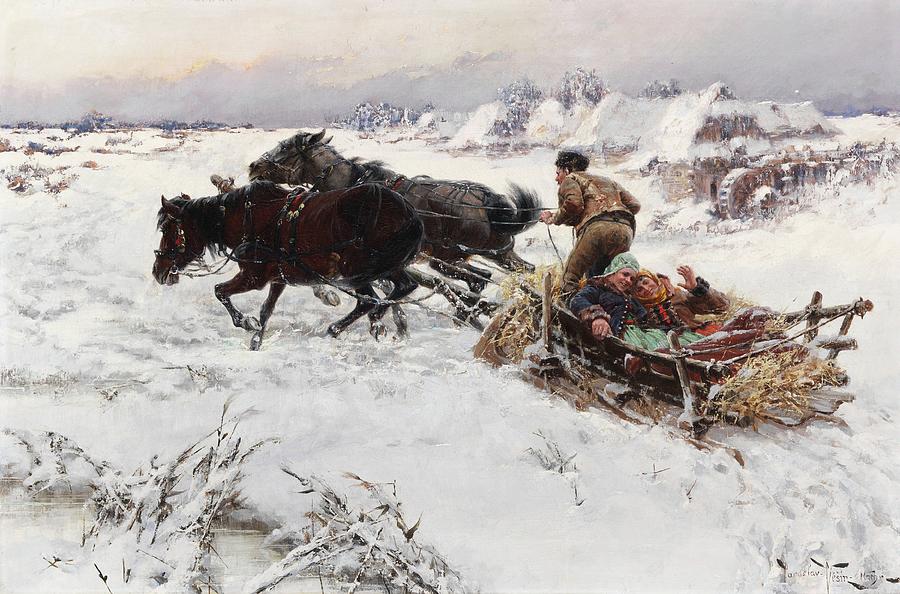 Lustige Schlittenfahrt Painting by Jaroslav Julius Vesin Lustige Schlittenfahrt Painting by Jaroslav Julius Vesin