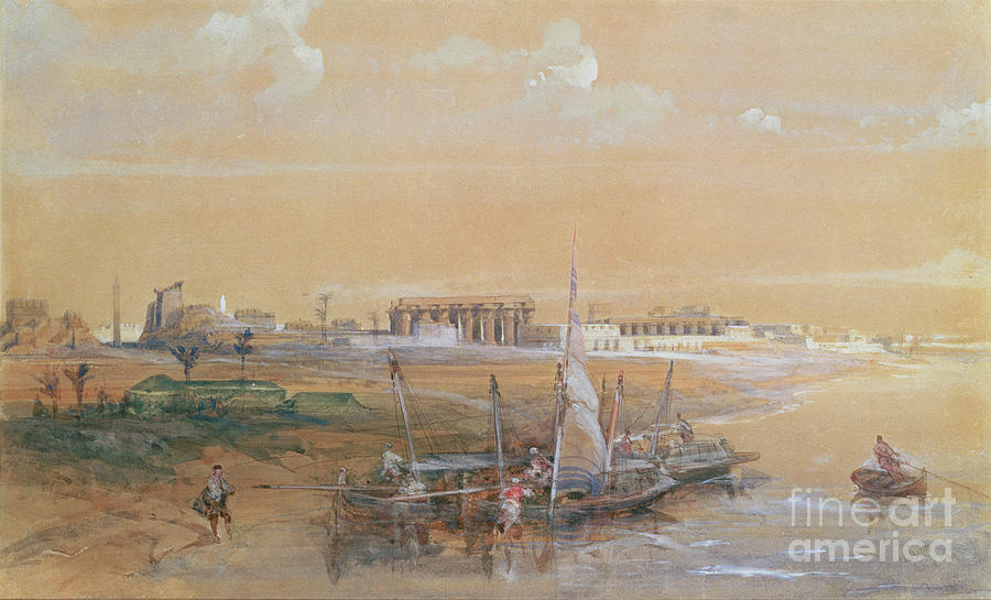 Boat Photograph - Luxor On The Nile, 1839 by David Roberts