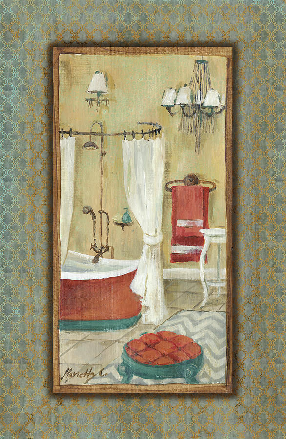 Vintage Painting - Luxurious Bathroom I by Marietta Cohen Art And Design