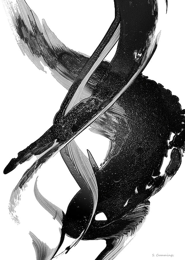 Luxury Black and White Abstract - Black Beauty 11 - Sharon Cummings Painting by Sharon Cummings