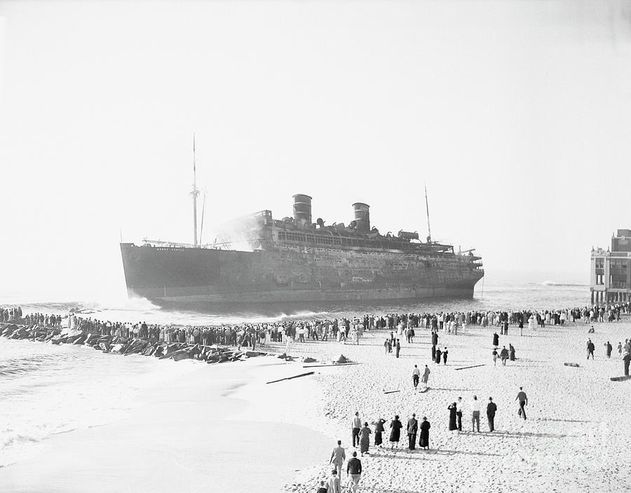 Luxury Liner Beached After Fire Photograph by Bettmann