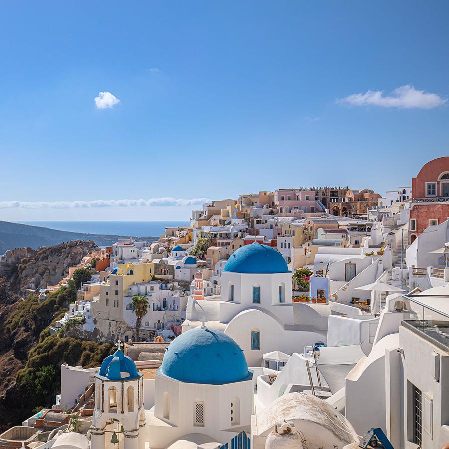 Greek Photograph - Luxury Travel Vacation. Oia Town by Levente Bodo