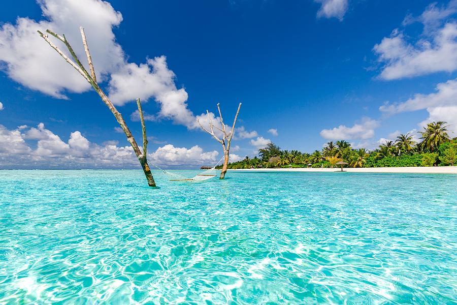 Summer Photograph - Luxury Water Hammock In Paradise Island by Levente Bodo