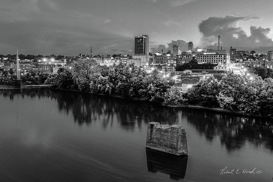 Lynchburg Twilight Black and White Photograph by Robert Hersh