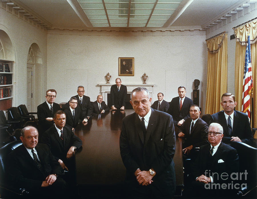 Lyndon B Johnson Posing With His Cabinet Photograph by Bettmann
