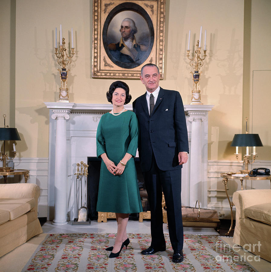 Lyndon Johnson And His Wife Smiling Photograph by Bettmann