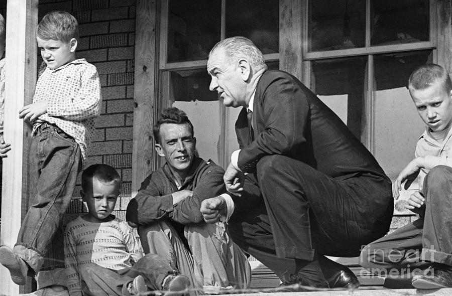 Lyndon Johnson Talks To Man W His Boys Photograph by Bettmann