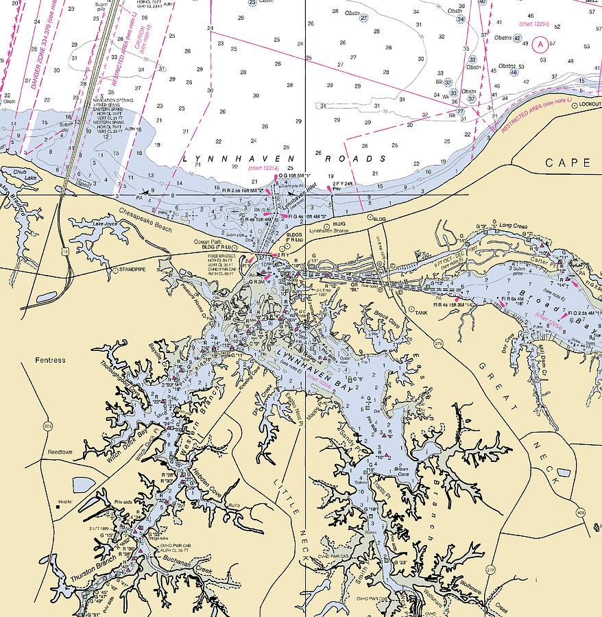 Lynnhaven Bayvirginia Nautical Chart Mixed Media by Bret Johnstad