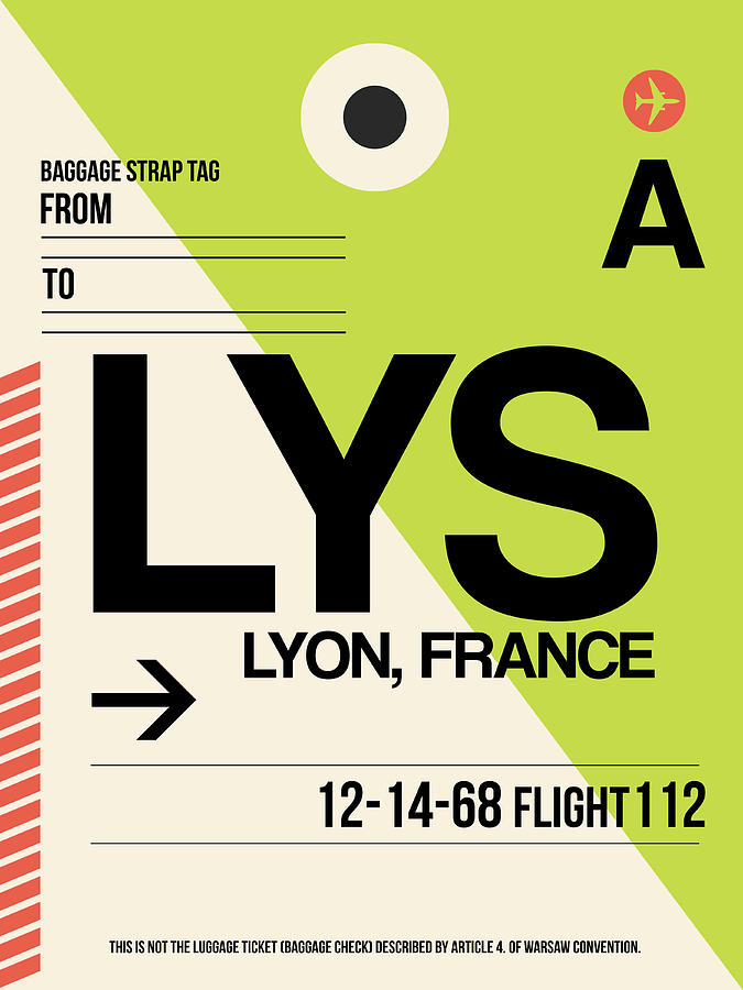 Vintage Digital Art - LYS Lyon Luggage Tag I by Naxart Studio