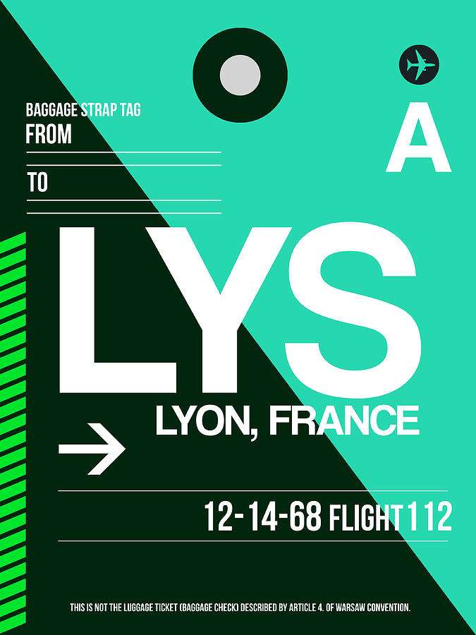 Vintage Digital Art - LYS Lyon Luggage Tag II by Naxart Studio