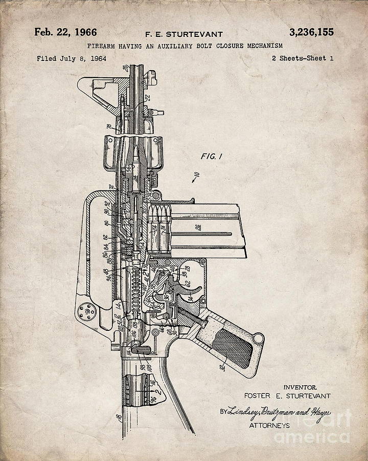 M16 Rifle Patent, Military Rifle Art - Antique Vintage Digital Art by ...