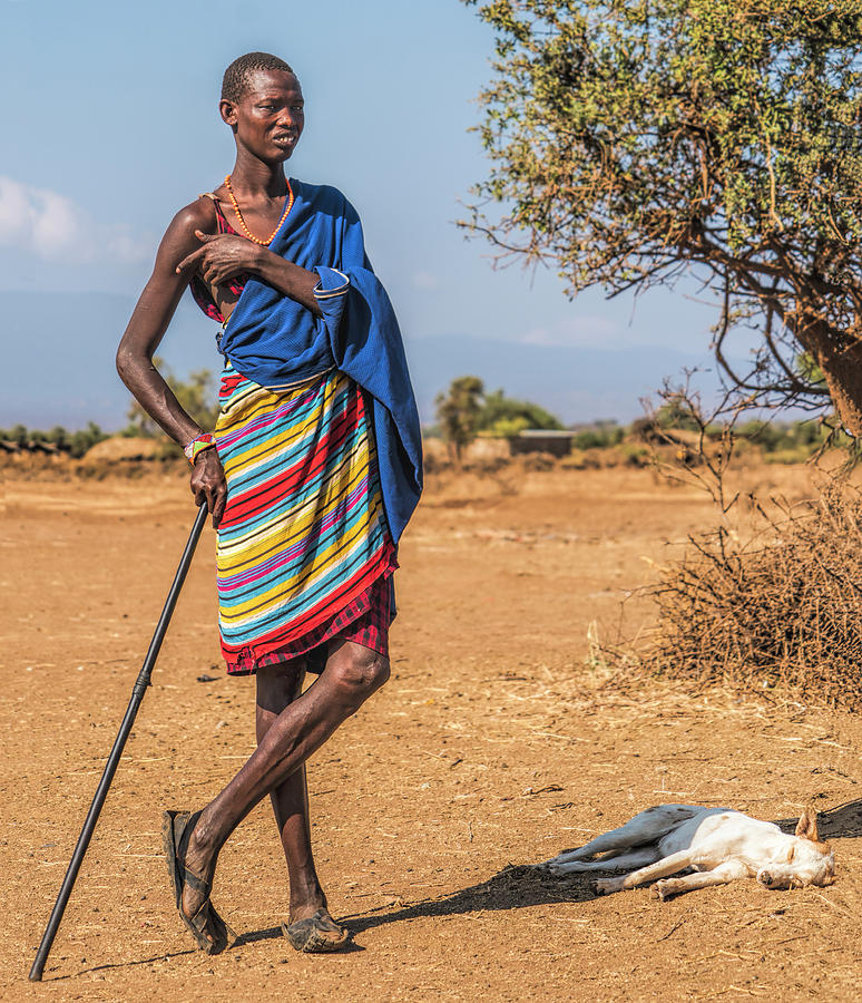 Maasai Man and Sleeping Goat Photograph by Betty Eich