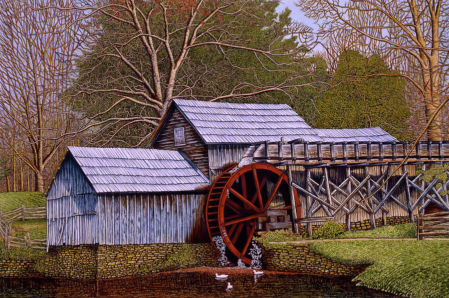Mabry Mill Painting by Thelma Winter