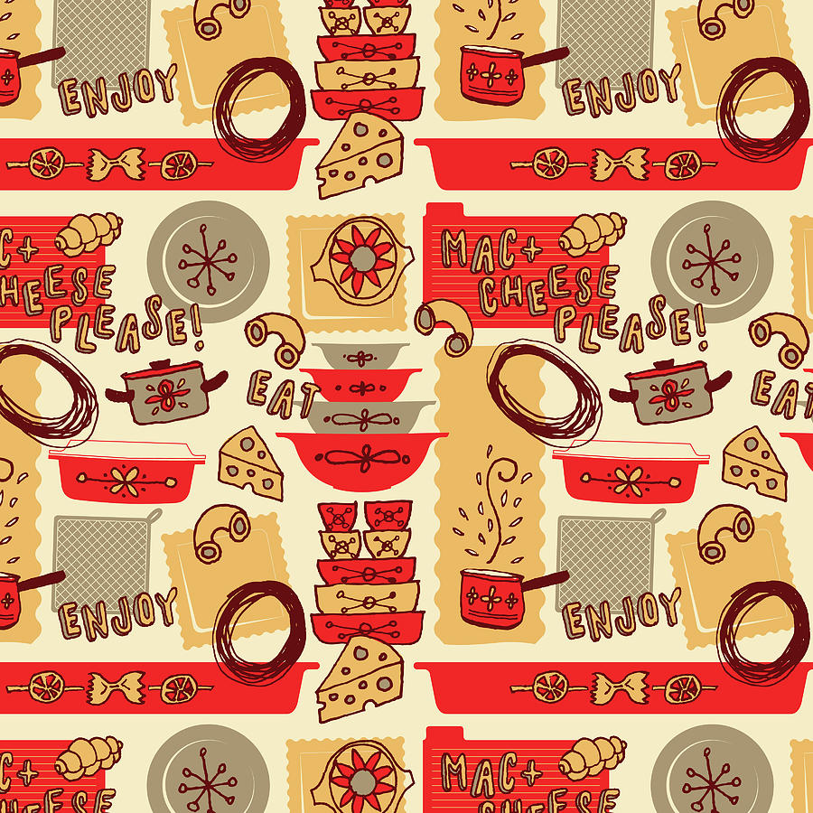 Mac and Cheese Please Pattern Painting by Jen Montgomery