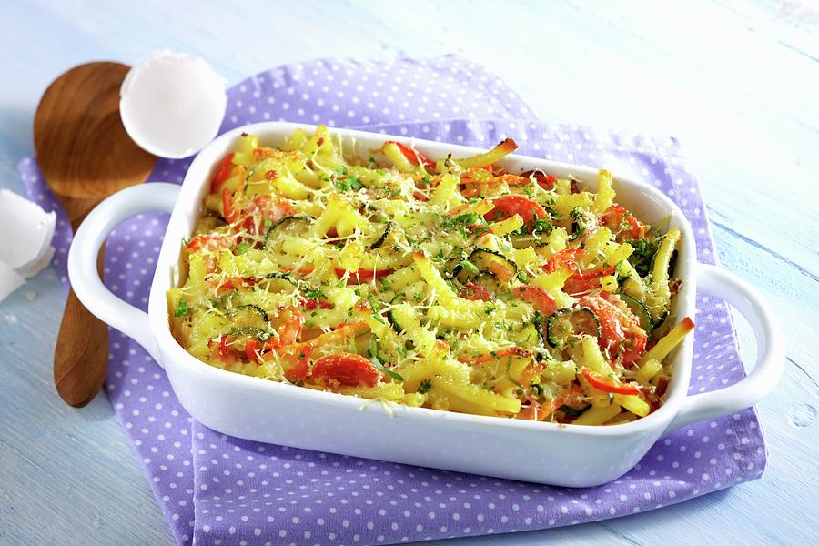 Macaroni Bake With Vegetables And Bacon Photograph by Teubner Foodfoto