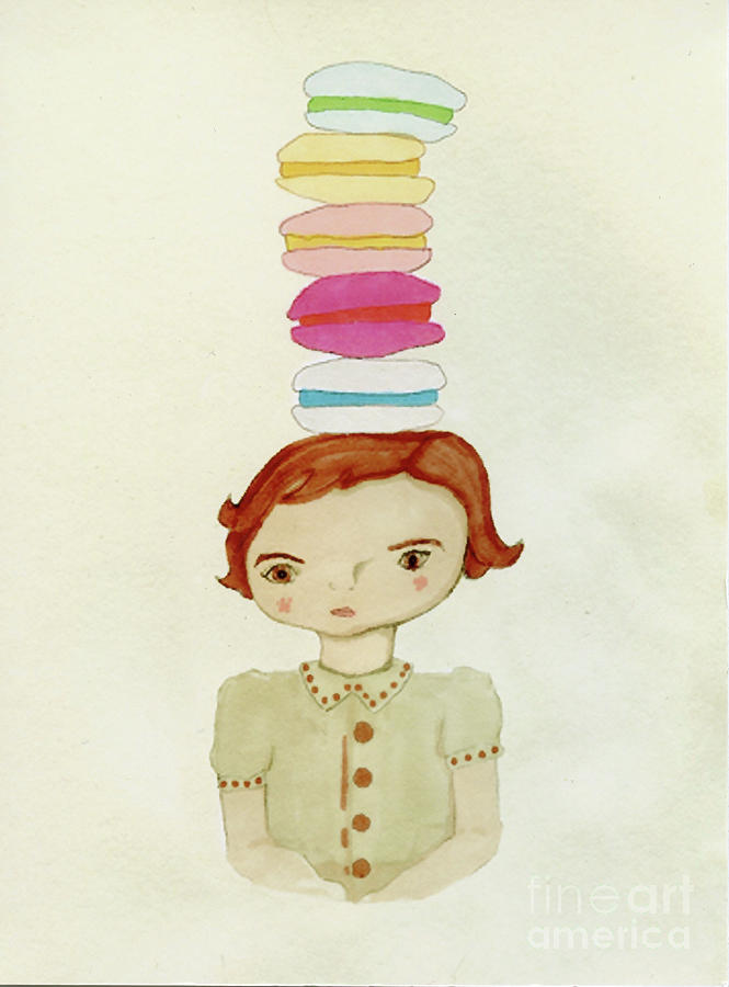 Macaroon Girl, 2009 Felt Tip On Paper Painting by Bella Larsson