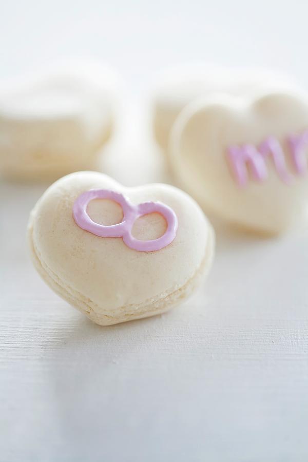 Macaroons Decorated With Writing Using Sugar Icing Photograph by Schindler, Martina
