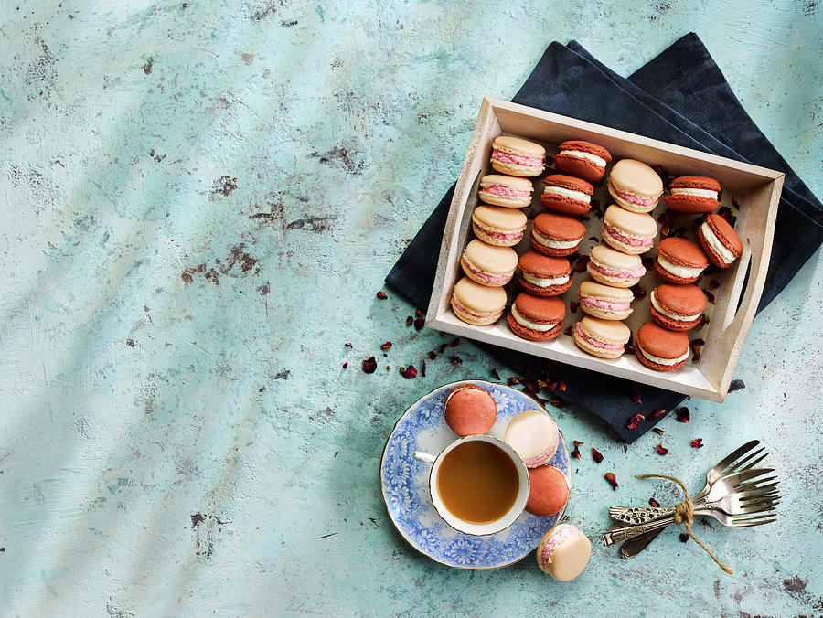 Macaroons With Rosewater Cream Photograph by Huw Jones