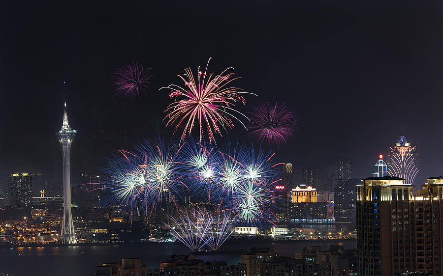 Landscape Photograph - Macau Fireworks Festival by Royhoo