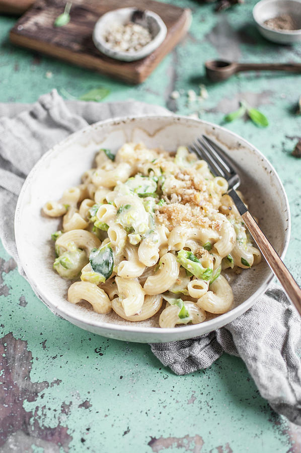 Maccaroni And Cheese With Brussels Sprout Photograph by Kachel Katarzyna