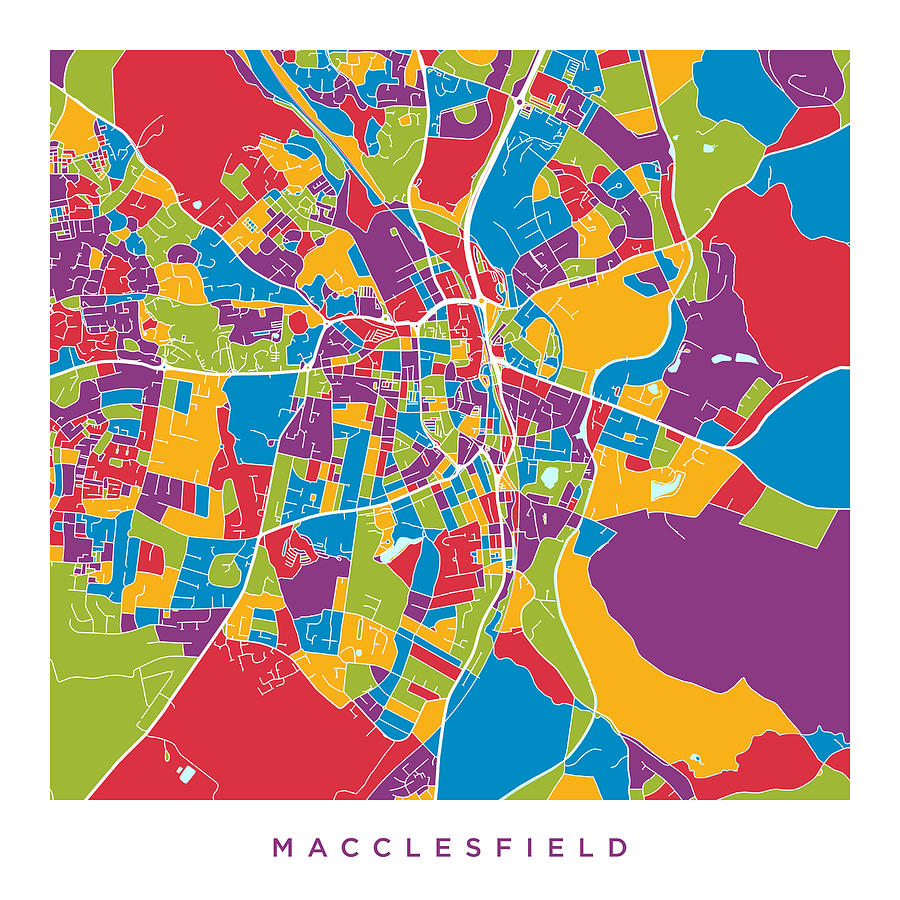 Macclesfield City Map Digital Art by Michael Tompsett