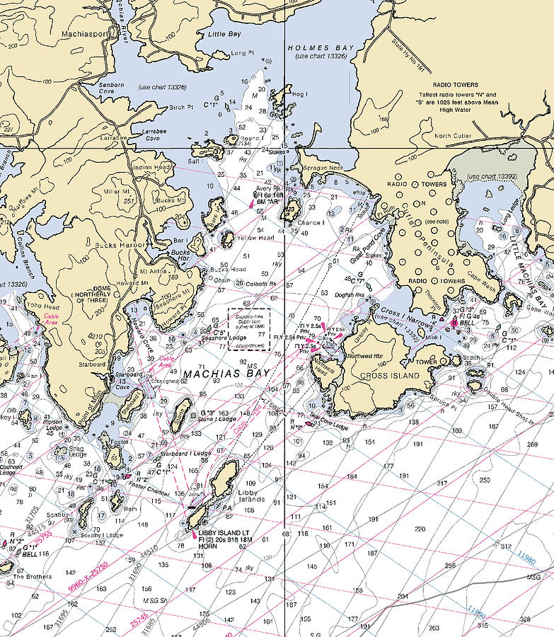 Machias Bay & Holmes Baymaine Nautical Chart Mixed Media by Sea Koast