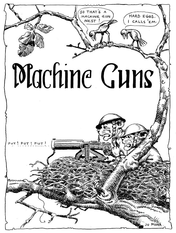 Machine Gun Photograph - Machine Gun C M T C  by Jo Mora 1926 by Monterey County Historical Society