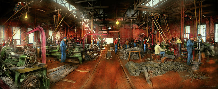 Machinist - Pumping out parts 1905 Photograph by Mike Savad