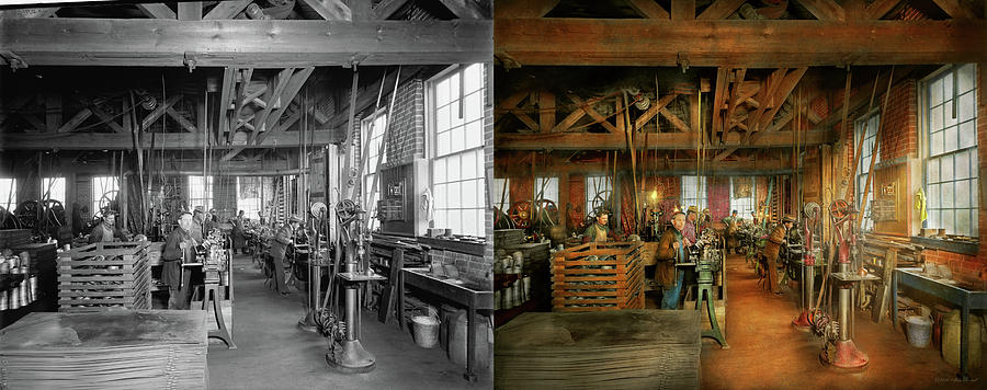 Machinist - The Glazier Stove Company 1900 - Side by Side Photograph by Mike Savad